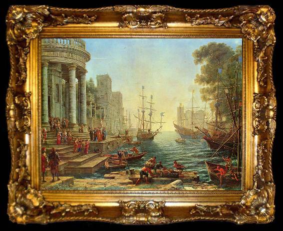 framed  Claude Lorrain Seaport with the Embarkation of Saint Ursula, ta009-2